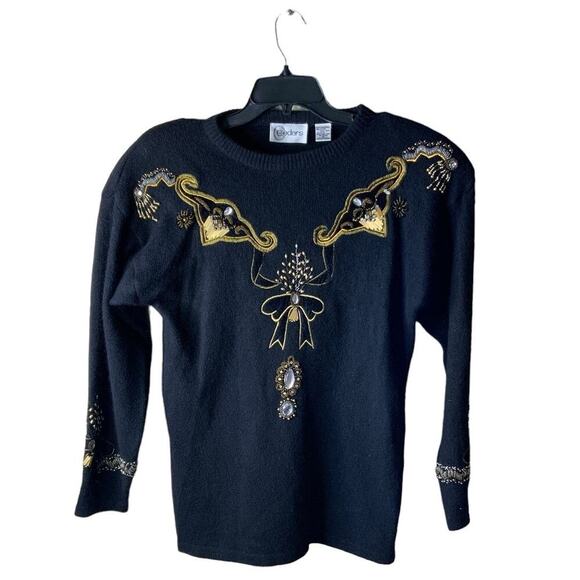 Vintage Cedars Beaded Lambs Wool Angora Rabbit Hair Sweater Women Embroidered - Picture 3 of 11
